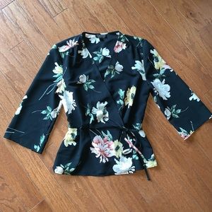 Topshop Floral Wrap Top